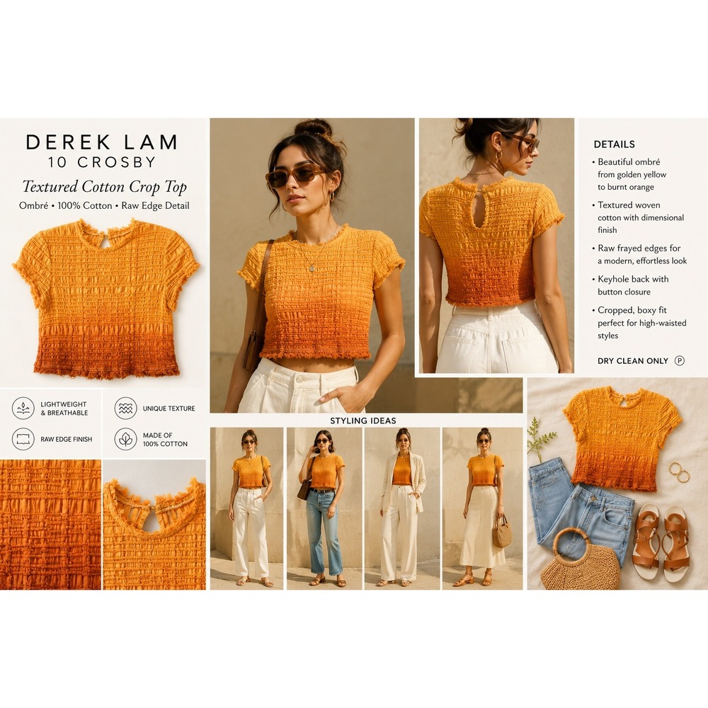 Derek Lam 10 Crosby Textured Cotton Crop Top